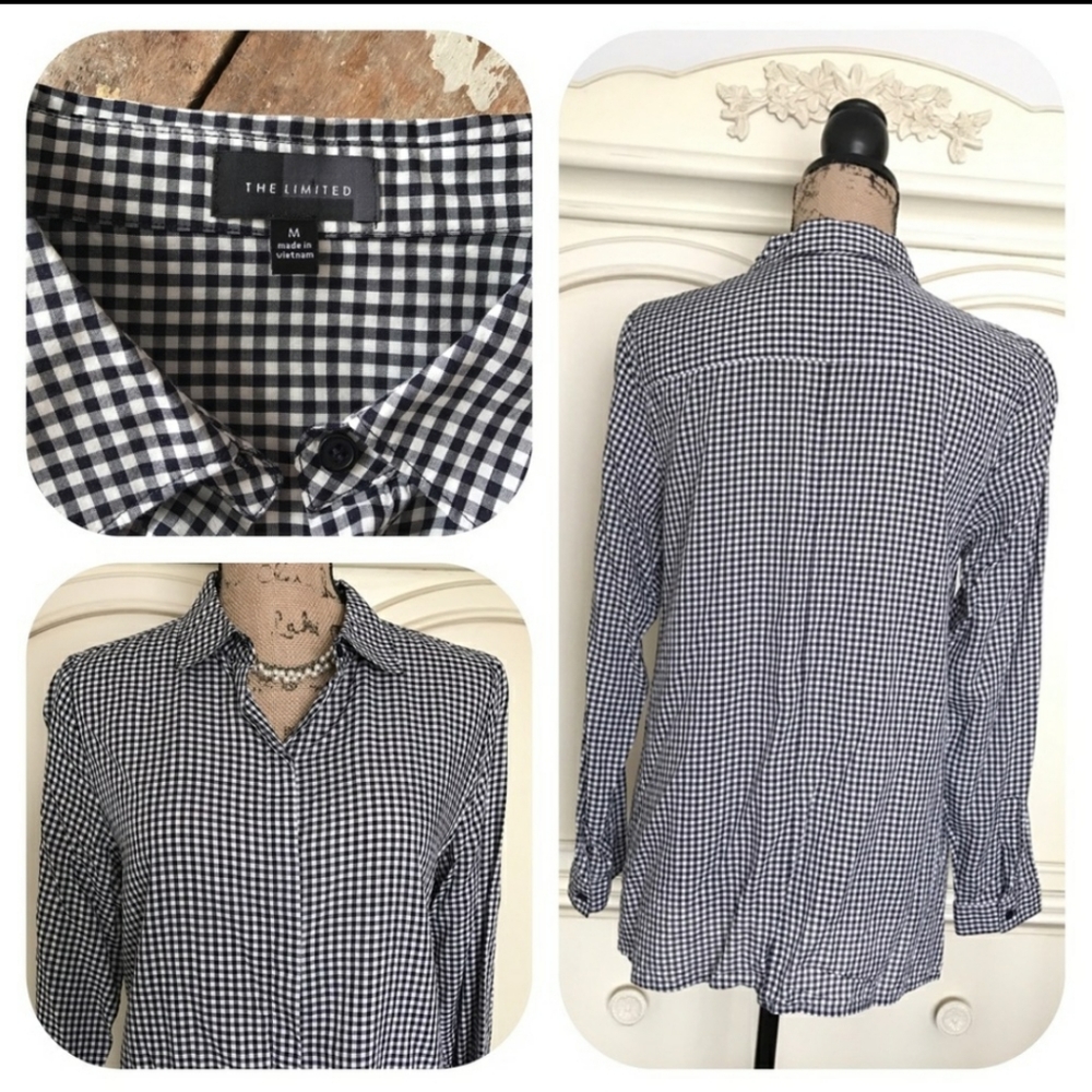 The Limited Gingham Button Down Blouse - image 3